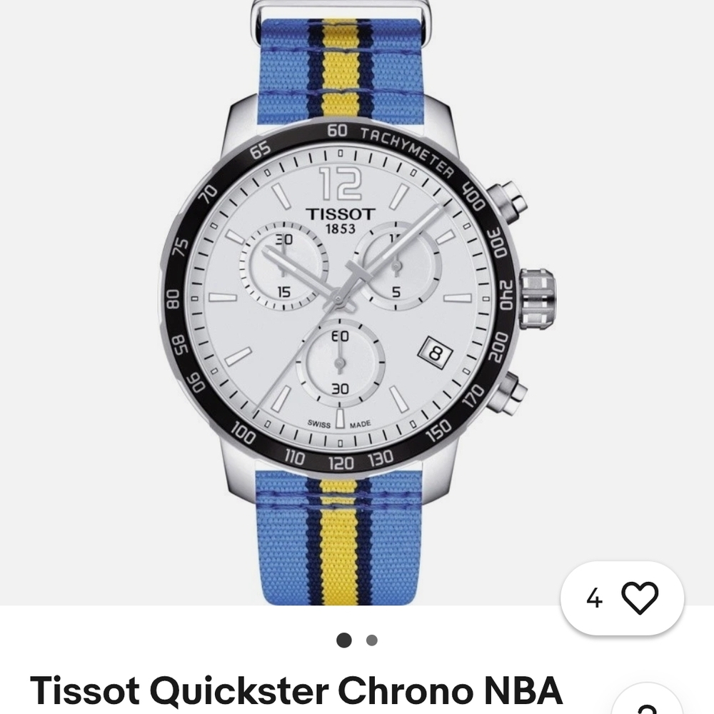 Tissot Quickster Chrono NBA Watch with Blue and Yellow Emblem